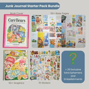 🧸 Care Bears Cover Junk Journal Starter Pack — 140+ Pieces of Retro Goodness!